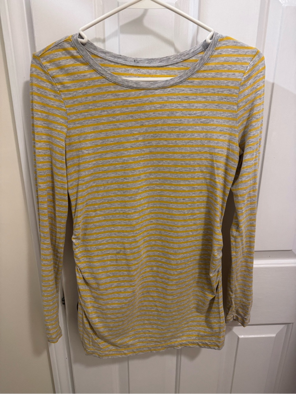 GAP Maternity Gray and Yellow Striped Long Sleeve Top